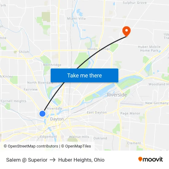 Salem @ Superior to Huber Heights, Ohio map