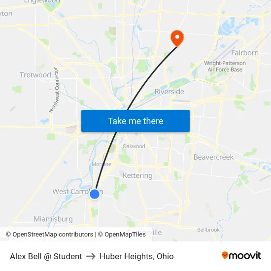 Alex Bell @ Student to Huber Heights, Ohio map