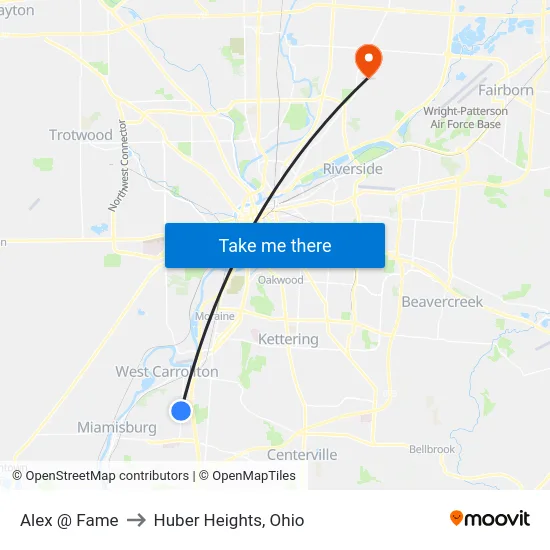 Alex @ Fame to Huber Heights, Ohio map