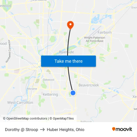 Dorothy @ Stroop to Huber Heights, Ohio map