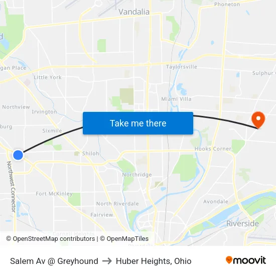Salem Av @ Greyhound to Huber Heights, Ohio map