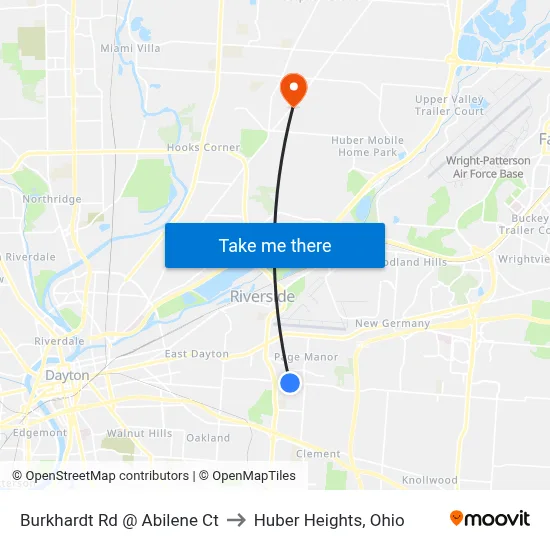 Burkhardt Rd @ Abilene Ct to Huber Heights, Ohio map