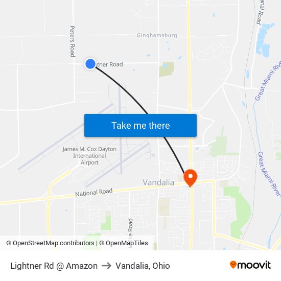 Lightner Rd @ Amazon to Vandalia, Ohio map