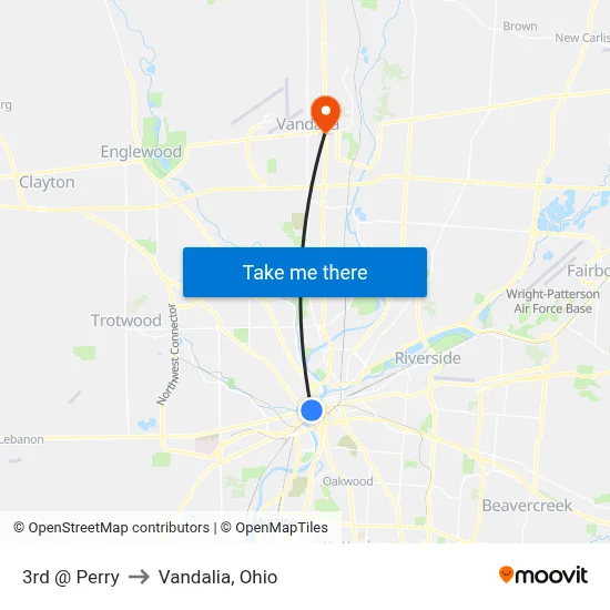 3rd @ Perry to Vandalia, Ohio map