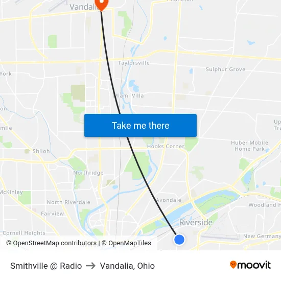 Smithville @ Radio to Vandalia, Ohio map