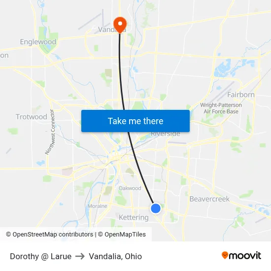 Dorothy @ Larue to Vandalia, Ohio map