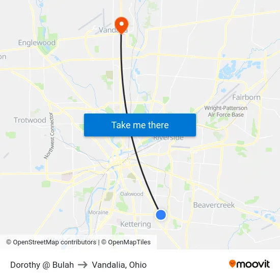 Dorothy @ Bulah to Vandalia, Ohio map