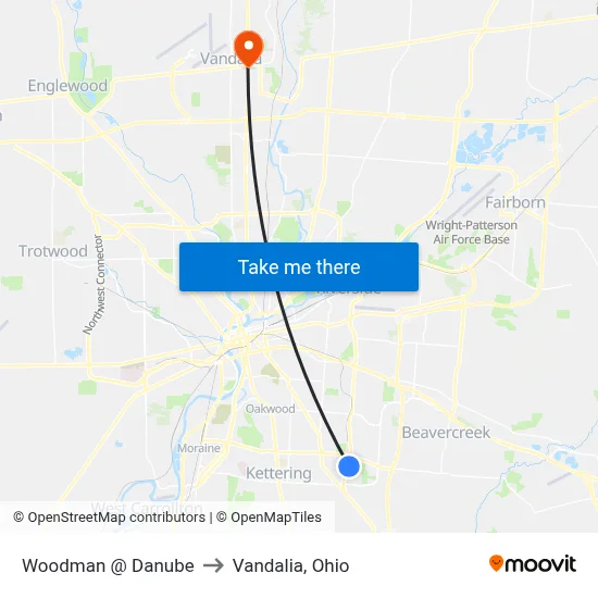 Woodman @ Danube to Vandalia, Ohio map