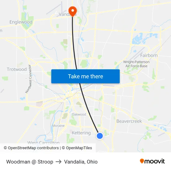Woodman @ Stroop to Vandalia, Ohio map
