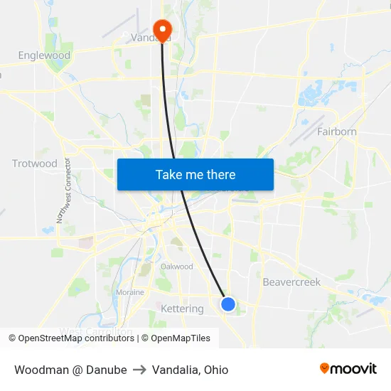 Woodman @ Danube to Vandalia, Ohio map