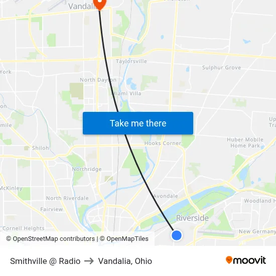 Smithville @ Radio to Vandalia, Ohio map