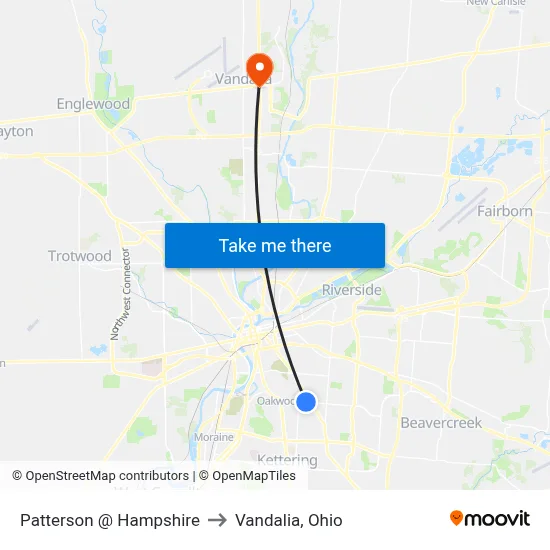 Patterson @ Hampshire to Vandalia, Ohio map