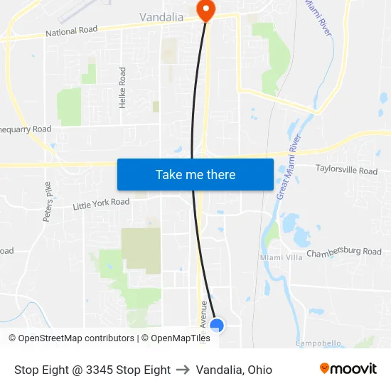 Stop Eight @ 3345 Stop Eight to Vandalia, Ohio map