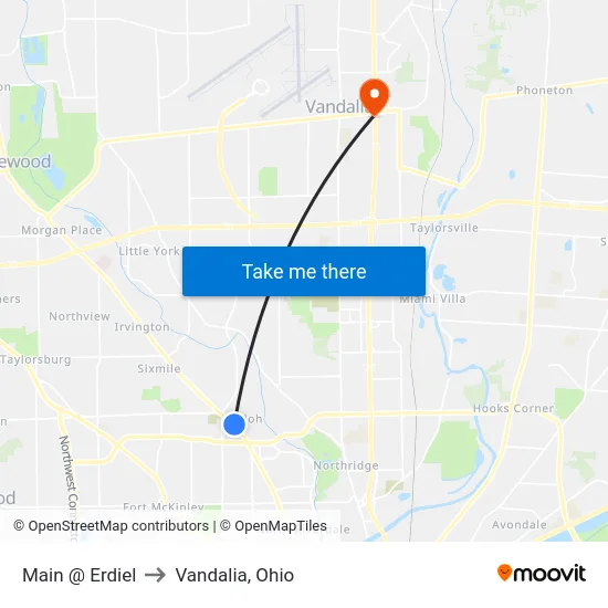 Main @ Erdiel to Vandalia, Ohio map