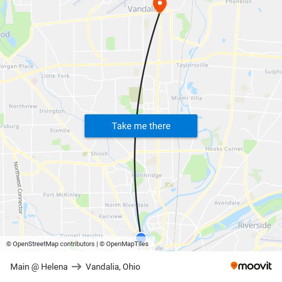 Main @ Helena to Vandalia, Ohio map