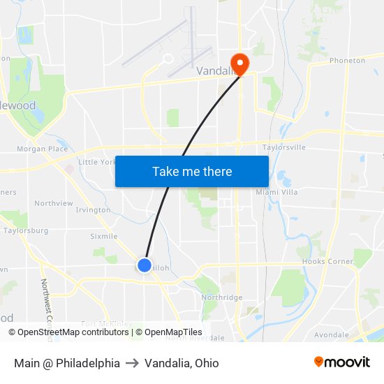 Main @ Philadelphia to Vandalia, Ohio map
