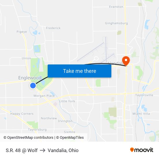 S.R. 48 @ Wolf to Vandalia, Ohio map