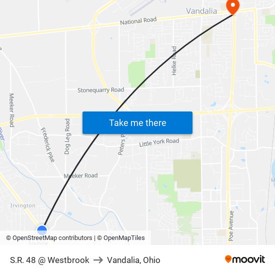 S.R. 48 @ Westbrook to Vandalia, Ohio map