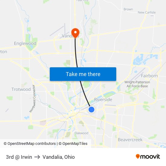 3rd @ Irwin to Vandalia, Ohio map