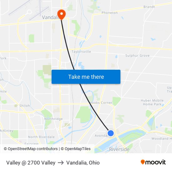 Valley @ 2700 Valley to Vandalia, Ohio map