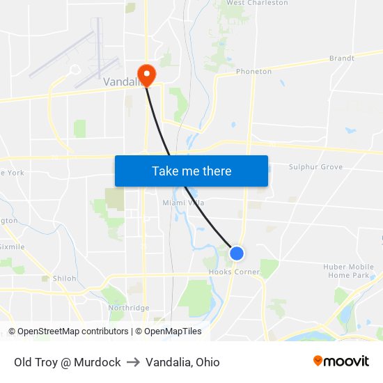 Old Troy @ Murdock to Vandalia, Ohio map