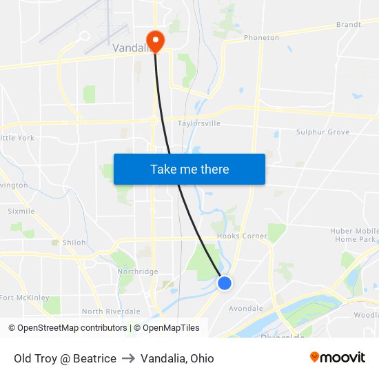 Old Troy @ Beatrice to Vandalia, Ohio map