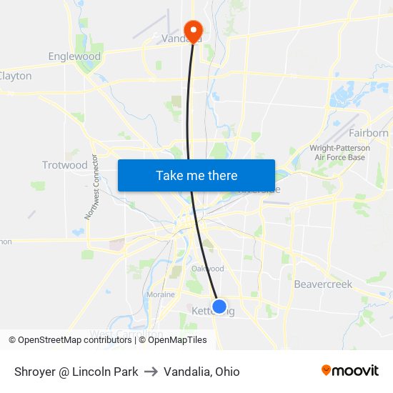 Shroyer @ Lincoln Park to Vandalia, Ohio map