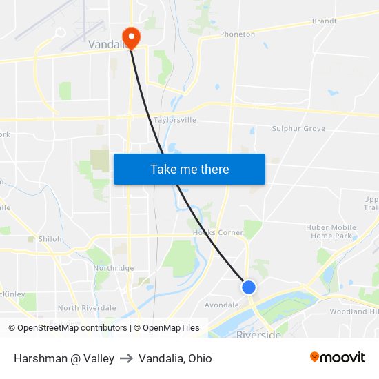 Harshman @ Valley to Vandalia, Ohio map