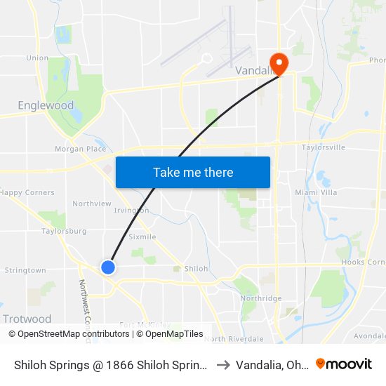 Shiloh Springs @ 1866 Shiloh Springs to Vandalia, Ohio map