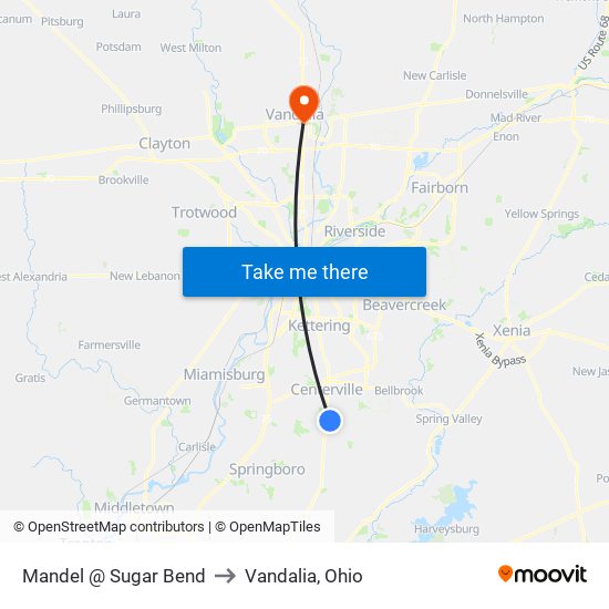 Mandel @ Sugar Bend to Vandalia, Ohio map