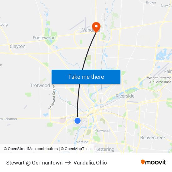 Stewart @ Germantown to Vandalia, Ohio map