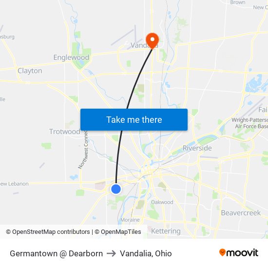 Germantown @ Dearborn to Vandalia, Ohio map