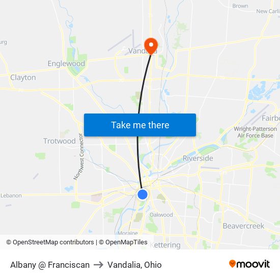 Albany @ Franciscan to Vandalia, Ohio map