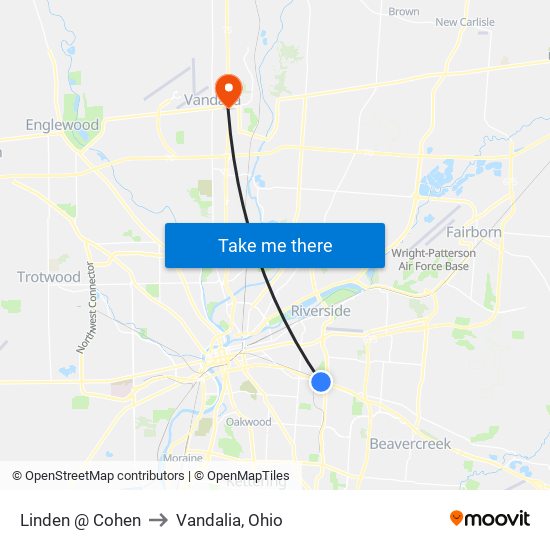 Linden @ Cohen to Vandalia, Ohio map