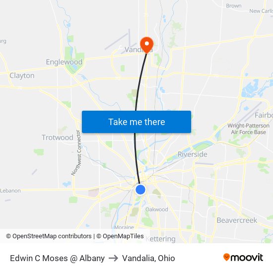 Edwin C Moses @ Albany to Vandalia, Ohio map