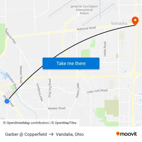 Garber @ Copperfield to Vandalia, Ohio map