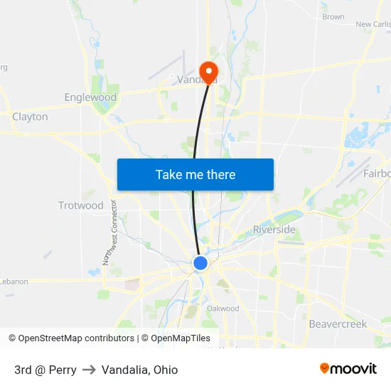 3rd @ Perry to Vandalia, Ohio map