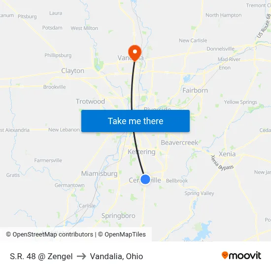 S.R. 48 @ Zengel to Vandalia, Ohio map
