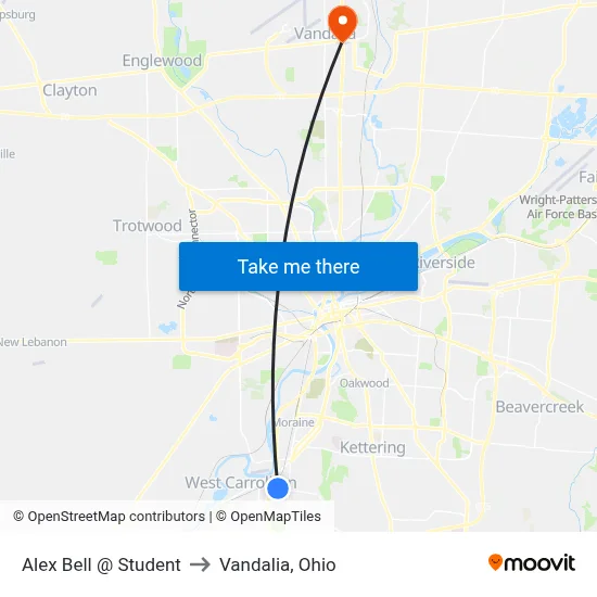 Alex Bell @ Student to Vandalia, Ohio map