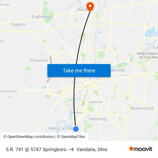 S.R. 741 @ 5747 Springboro to Vandalia, Ohio map