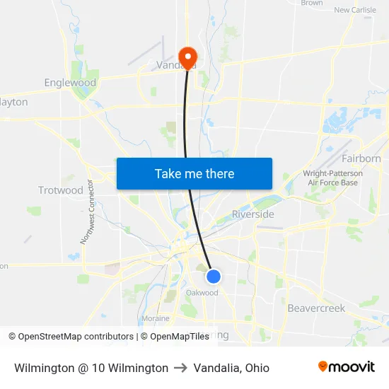 Wilmington @ 10 Wilmington to Vandalia, Ohio map