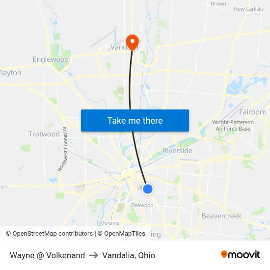 Wayne @ Volkenand to Vandalia, Ohio map
