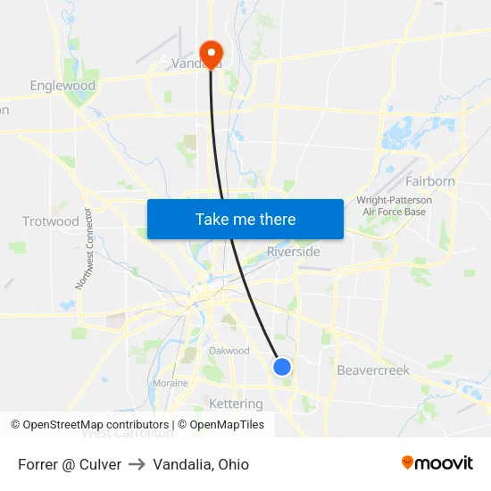 Forrer @ Culver to Vandalia, Ohio map