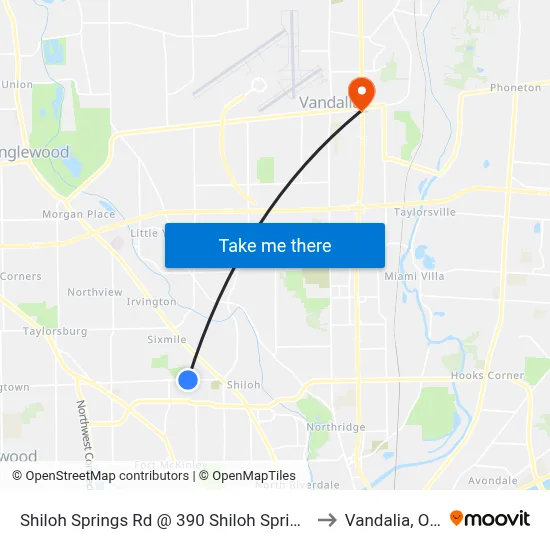 Shiloh Springs Rd @ 390 Shiloh Springs Rd to Vandalia, Ohio map
