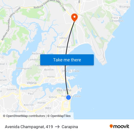 Avenida Champagnat, 419 to Carapina map