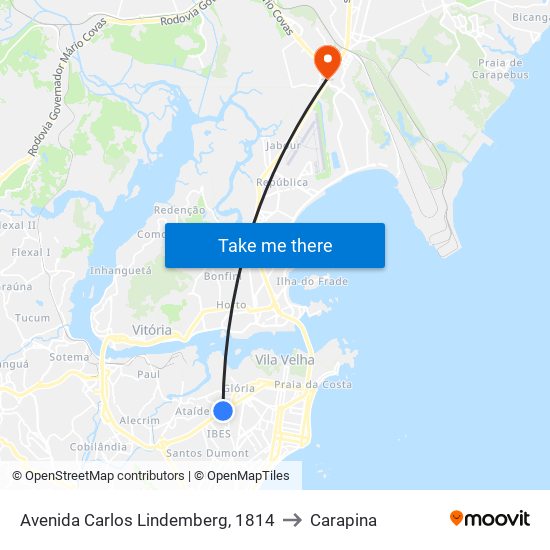 Avenida Carlos Lindemberg, 1814 to Carapina map