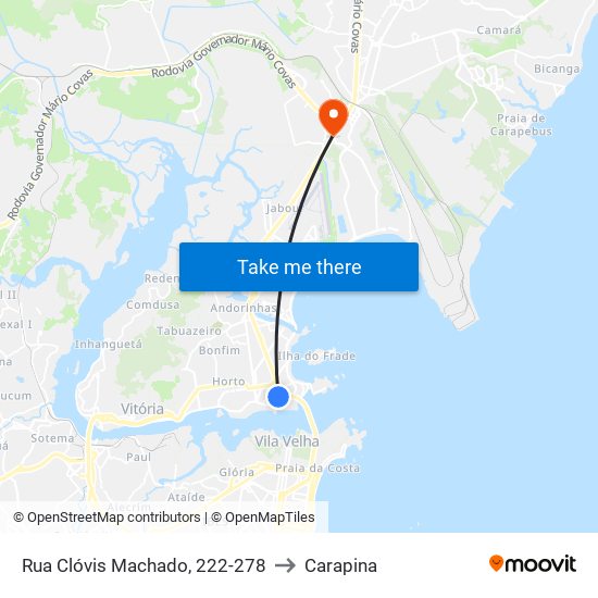 Rua Clóvis Machado, 222-278 to Carapina map