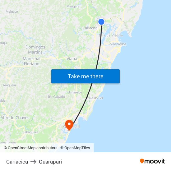 Cariacica to Guarapari map
