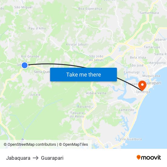 Jabaquara to Guarapari map