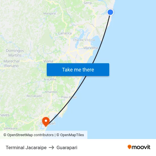 Terminal Jacaraipe to Guarapari map